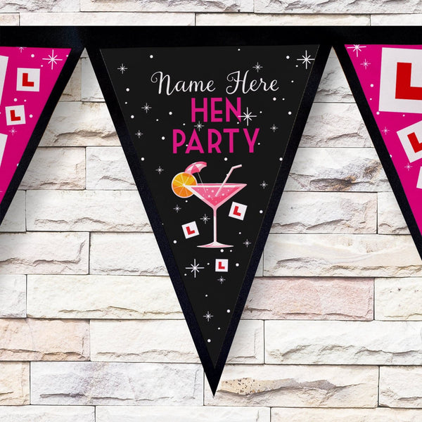 Personalised Hen Party Bold Pink - 3m Fabric Bunting