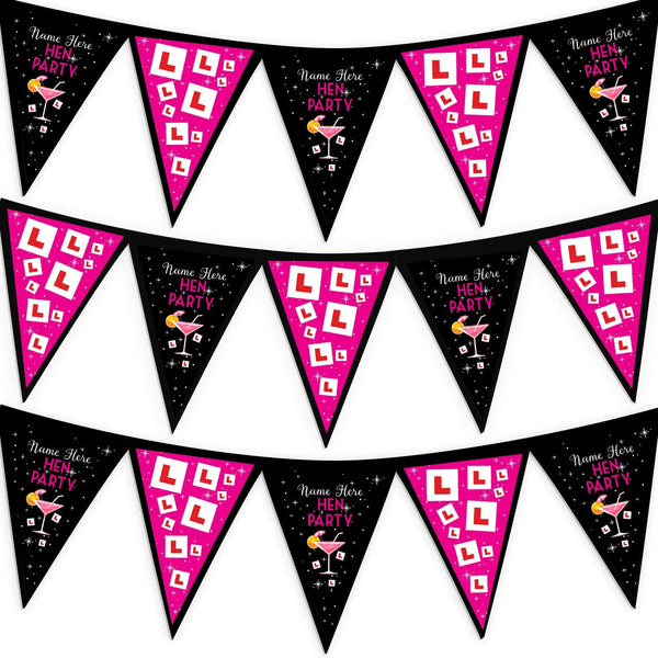 Personalised Hen Party Bold Pink - 3m Fabric Bunting