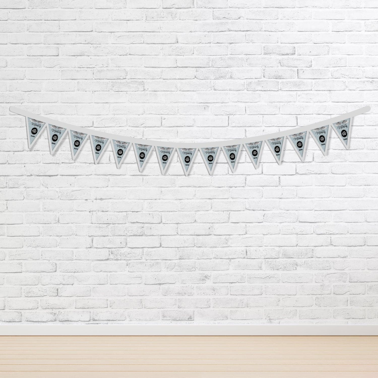 Personalised In Loving Memory - Grey Marble - 3m Fabric Bunting With 15 Individual Triangles