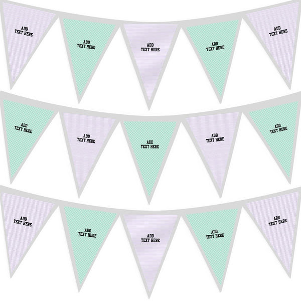 Personalised Purple and Green - 3m Fabric Bunting