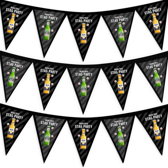 Personalised Stag Party - Beer Bottles - 3m Fabric Bunting 