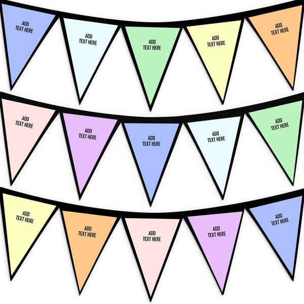 Personalised Pastel Rainbow - 3m Fabric Bunting With 15 Individual Triangles