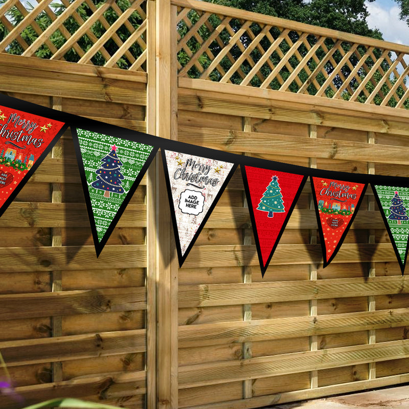 Personalised Christmas Patterns - 3m Fabric Bunting With 15 Individual Triangles