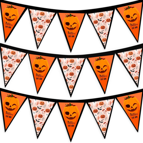 Personalised Halloween Pumpkin - 3m Fabric Bunting 