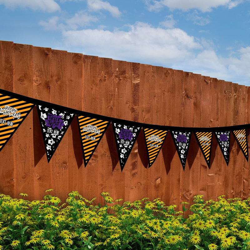 Personalised Halloween Stripe - 3m Fabric Bunting With 15 Individual Triangles
