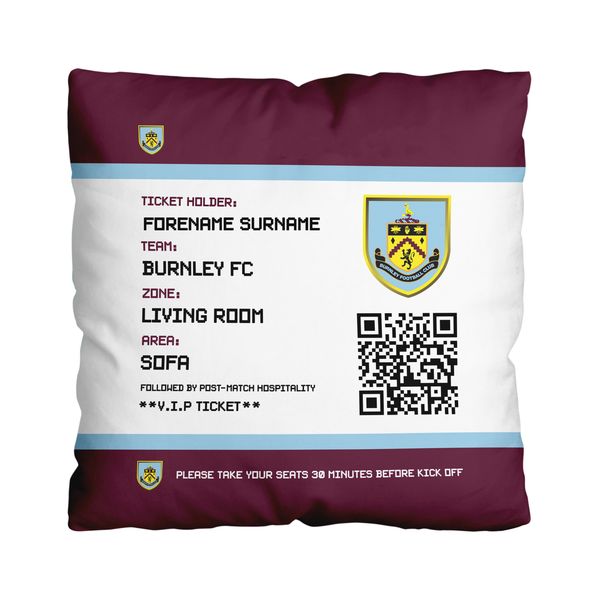 Burnley FC - Football Ticket 45cm Cushion - Officially Licenced