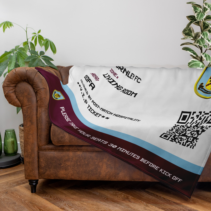 Burnley FC - Fathers Day Ticket Fleece Blanket - Officially Licenced