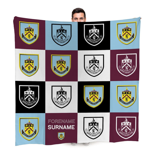 Burnley FC - Chequered Fleece Blanket - Officially Licenced