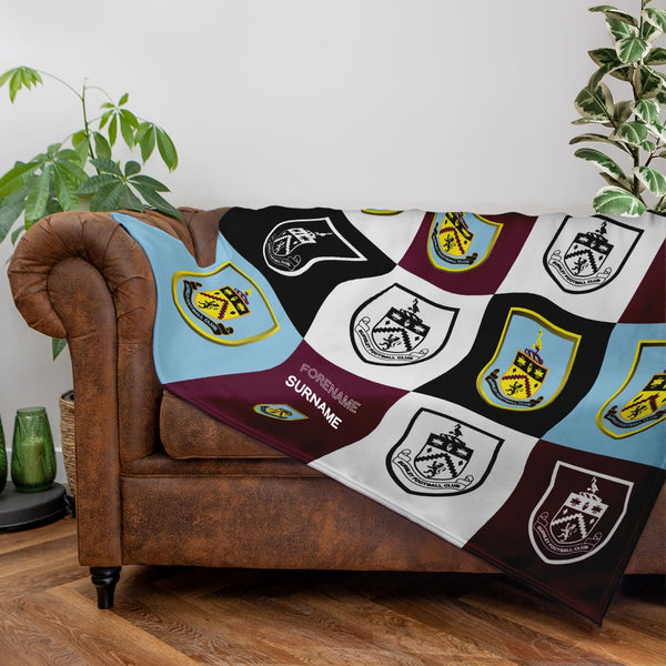 Burnley FC - Chequered Fleece Blanket - Officially Licenced
