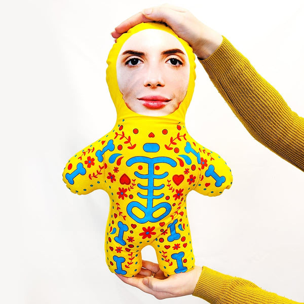 yellow candy skull mini me doll