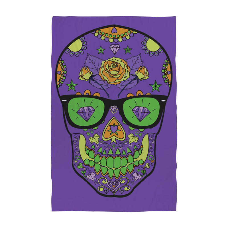 Personalised Beach Towel - Candy Skull Purple