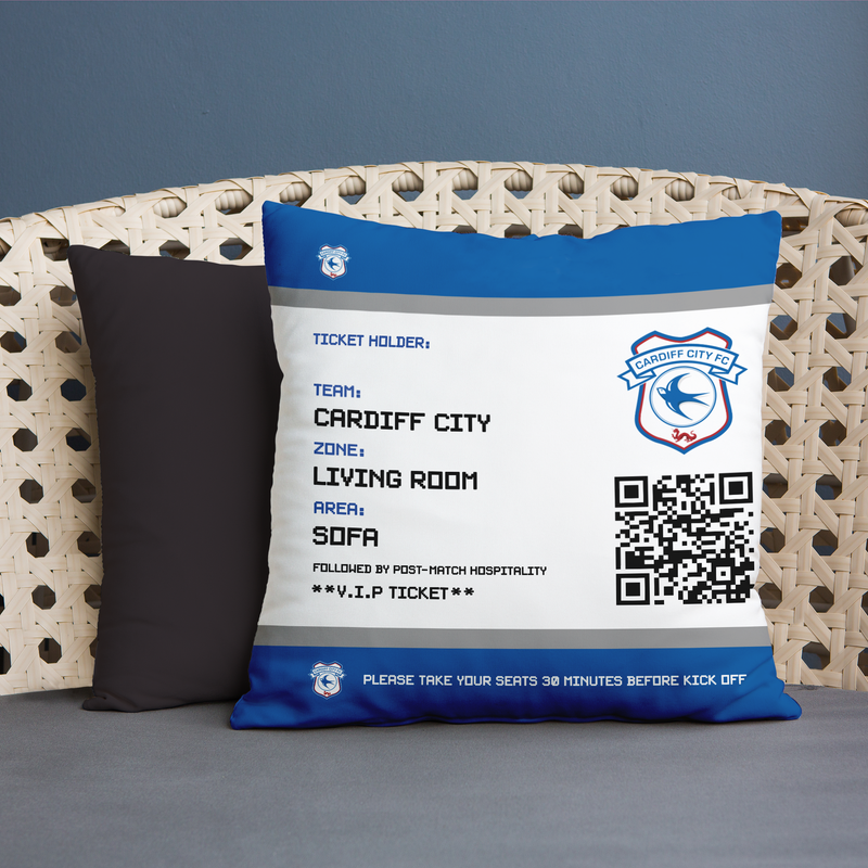 Cardiff City FC - Football Ticket 45cm Cushion - Officially Licenced