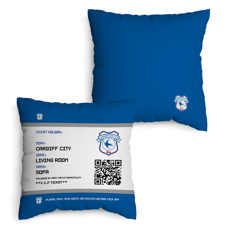 Cardiff City FC - Football Ticket 45cm Cushion - Officially Licenced