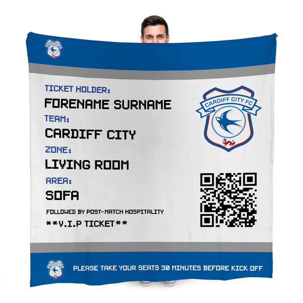 Cardiff City FC - Fathers Day Ticket Fleece Blanket - Officially Licenced