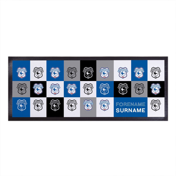 Cardiff City FC - Chequered Personalised Bar Runner - Officially Licenced