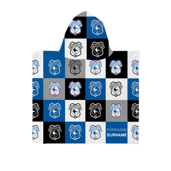 Cardiff City FC - Chequered Kids Hooded Towel - Officially Licenced