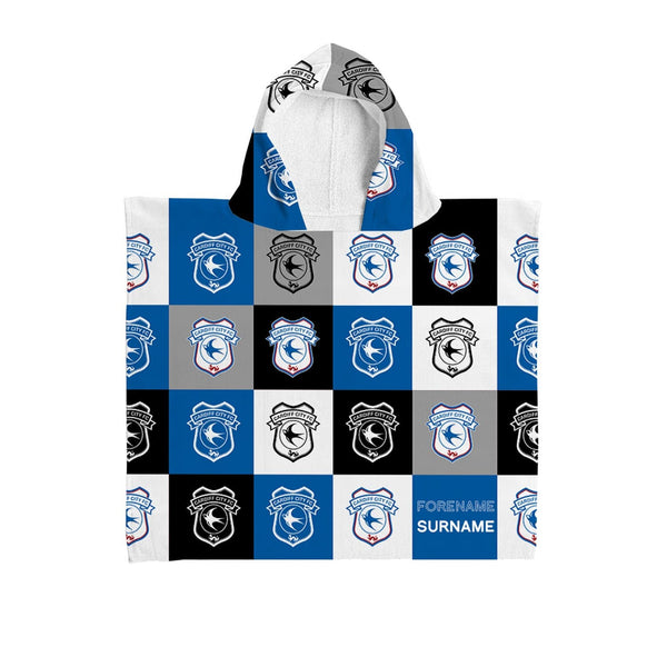 Cardiff City FC - Chequered Kids Hooded Towel - Officially Licenced