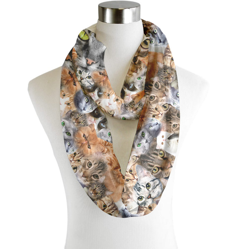 Cats All Over - Scarf - Infinity  - Chiffon