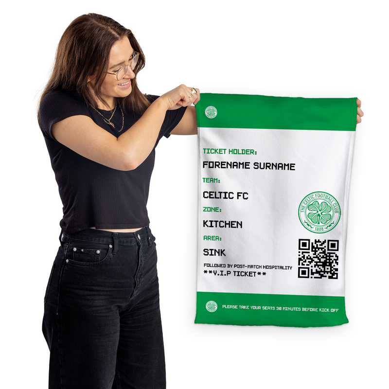 Celtic FC - FD Ticket Personalised Tea Towel - Officially Licenced