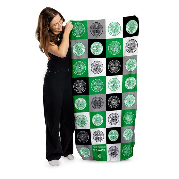 Celtic FC Chequered - Personalised Beach Towel