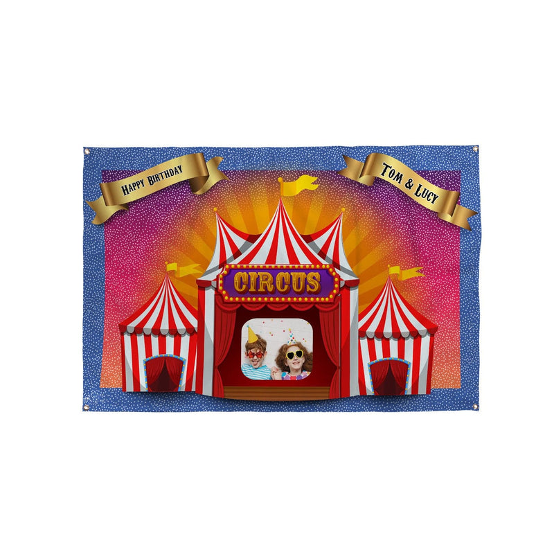Personalised Text - Circus Party Backdrop - 5ft x 3ft