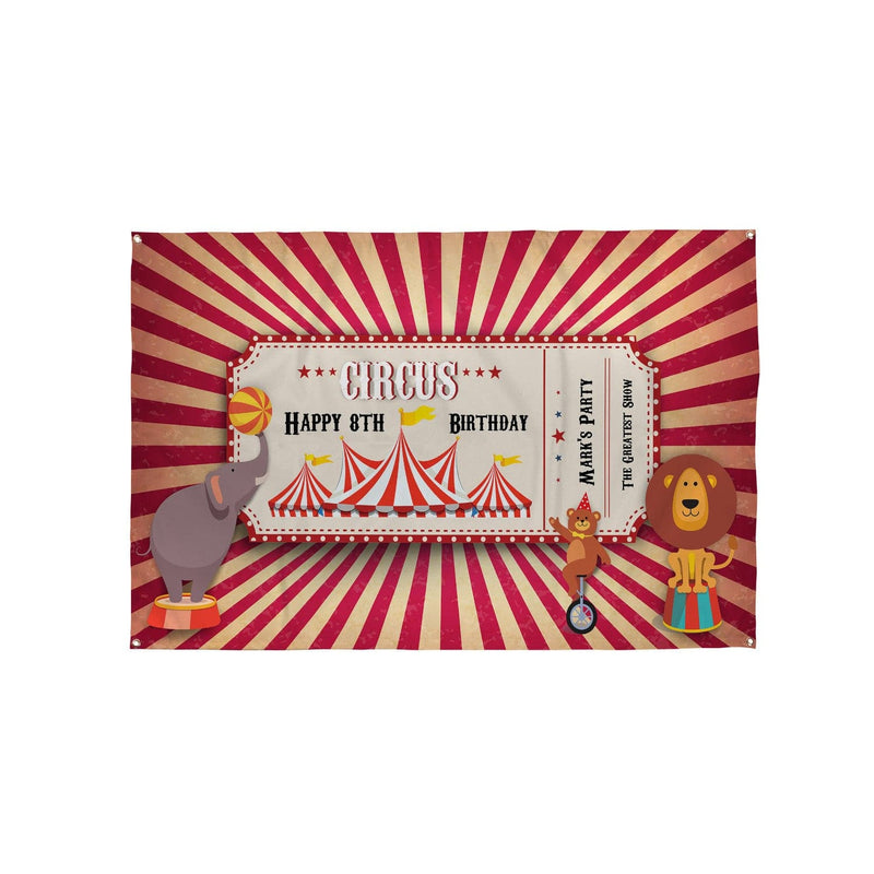 Personalised Text - Circus Ticket - Party Backdrop - 5ft x 3ft