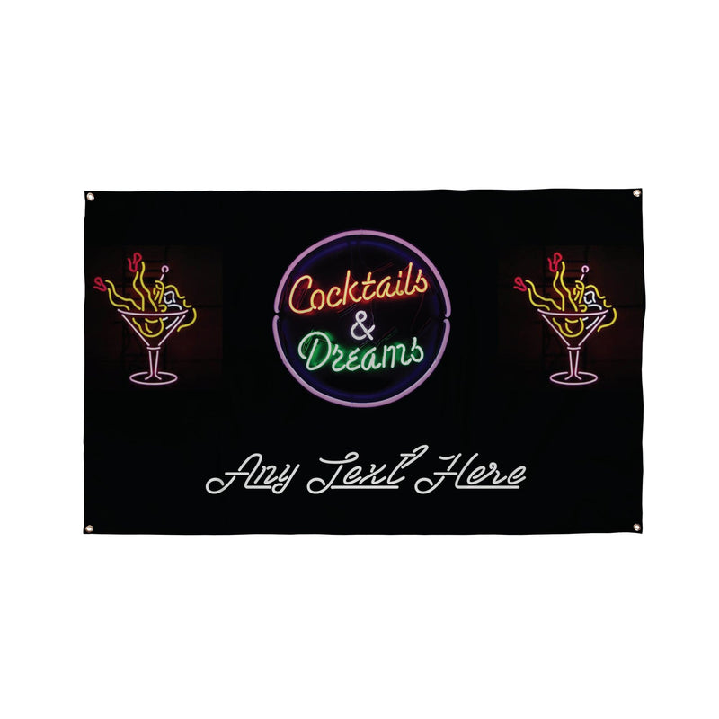 Cocktails and Dreams Bar, Pub Banner - 5ft x 3ft | Home Bar