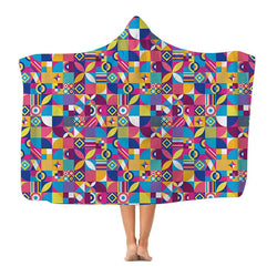 Colourful Geometric Shapes - Hooded Blanket