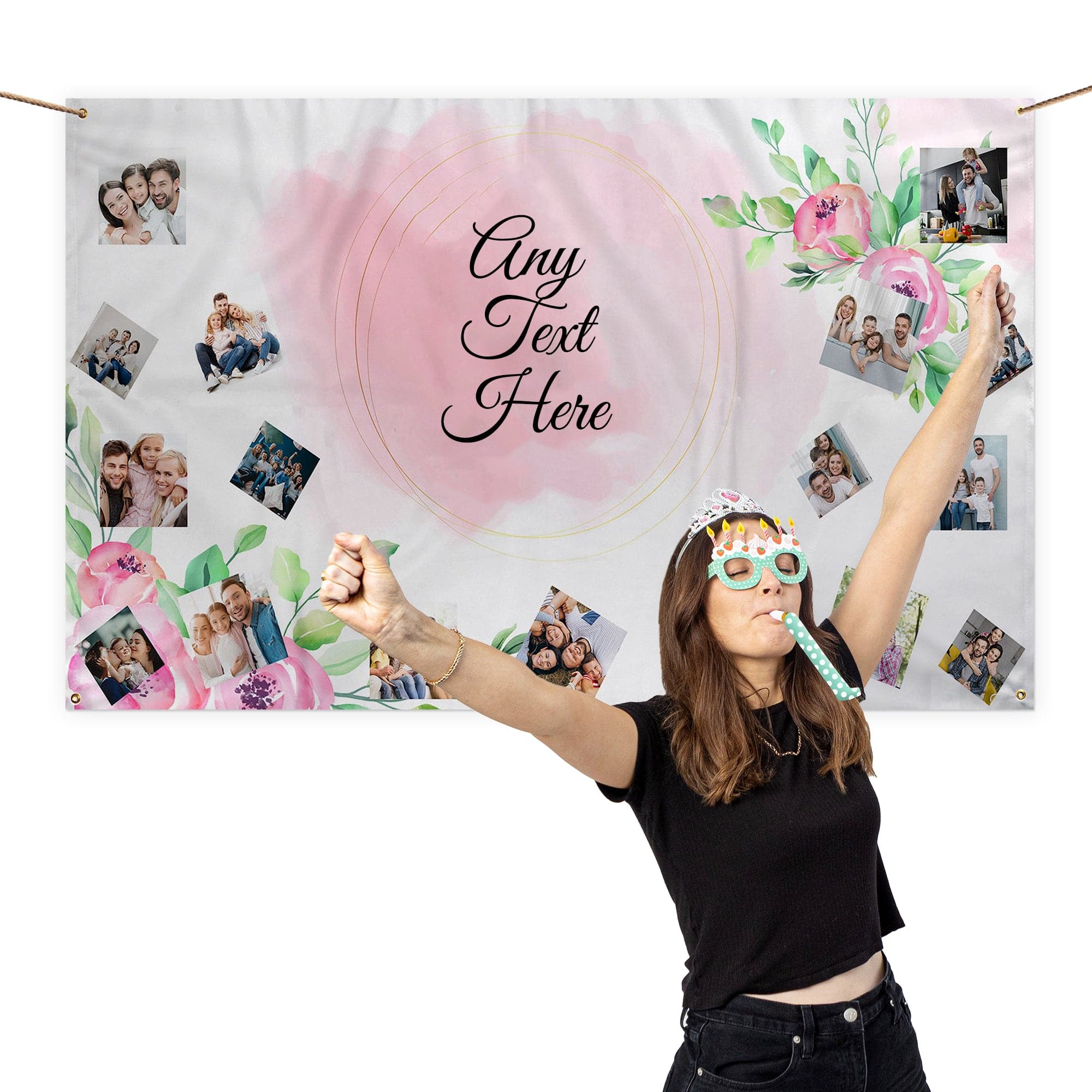 Bookcase Banner Roses Personalised Fabric Pink Roses Photo Banner 5ft x 3ft – https ...