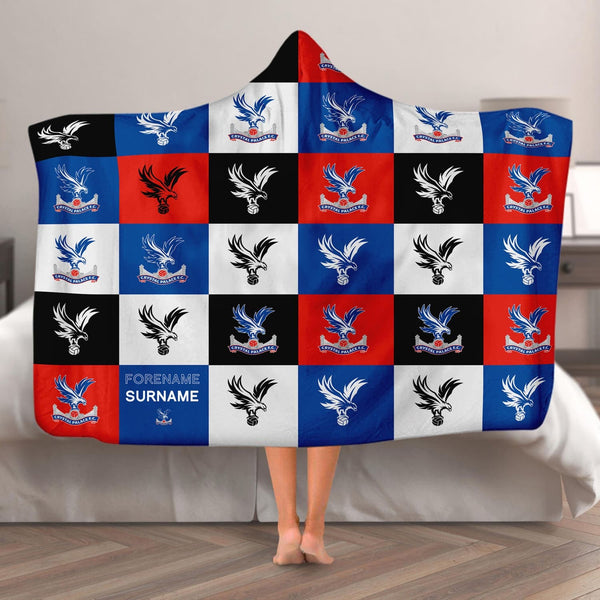 Crystal Palace FC - Chequered Adult Hooded Fleece Blanket - Officially Licenced