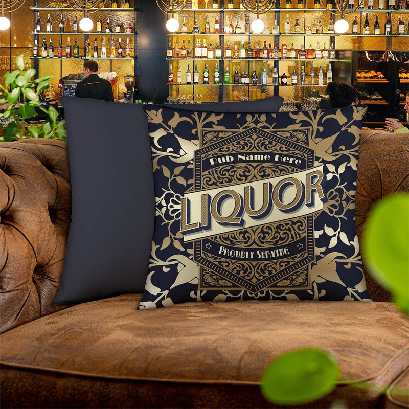 Gold Liquor Label - 45cm or 61cm Showerproof Outdoor Pub Cushion