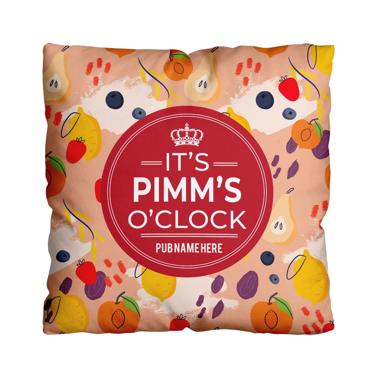 Drinks Brand Inspired - Fruity Pimm's O'clock - 45cm or 61cm Showerproof Outdoor Pub Cushion