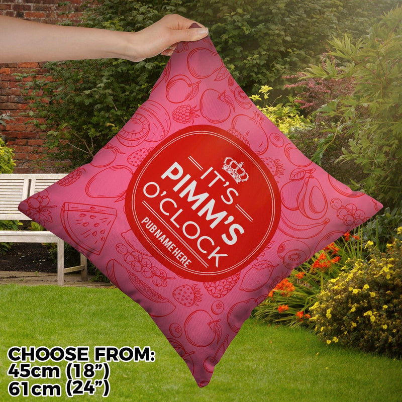 Drinks Brand Inspired - Pink Pimm's O'clock - 45cm or 61cm Personalised Pub Cushion