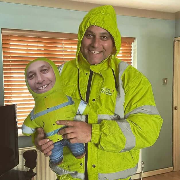 mini me doll high vis builder photo