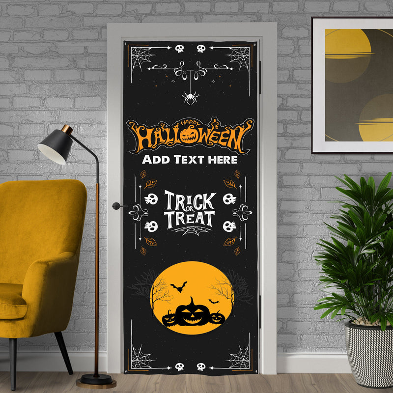 Personalised Text - Black Happy Halloween Door Banner