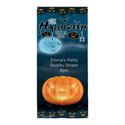 Personalised Text - Blue Haze Pumpkin - Halloween Door Banner