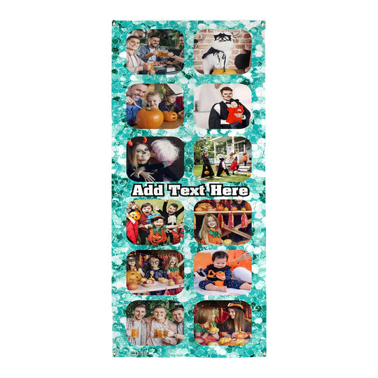 Personalised Text - Teal Glitter - 12 Photo Door Banner