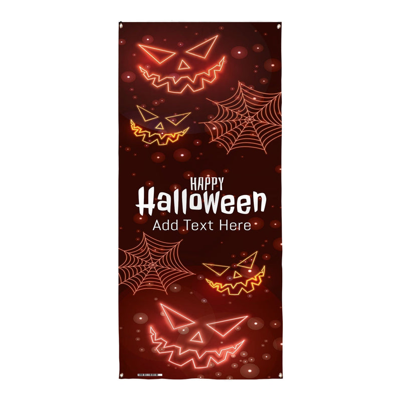 Personalised Text - Neon Pumpkins - Halloween Door Banner