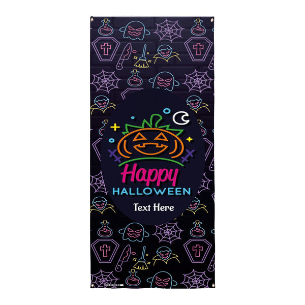 Personalised Text - Spooky Neon Icons - Halloween Door Banner
