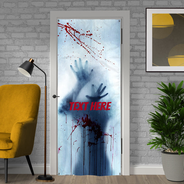 Personalised Text - Scary Shadow with Blood - Halloween Door Banner