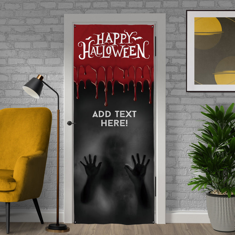 Personalised Text - Dripping Blood Ghost - Halloween Door Banner
