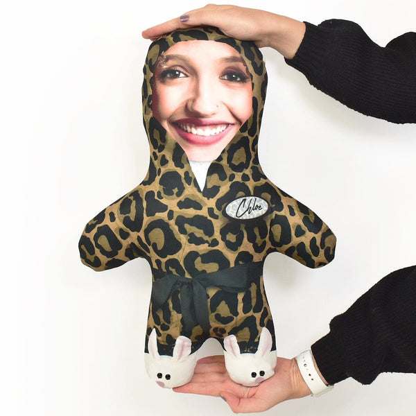 Fluffy Leopard Dressing Gown - Personalised Mini Me Doll