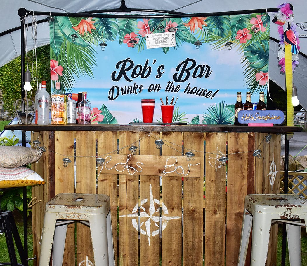 Personalised Text - Tiki Party Backdrop - 5ft x 3ft