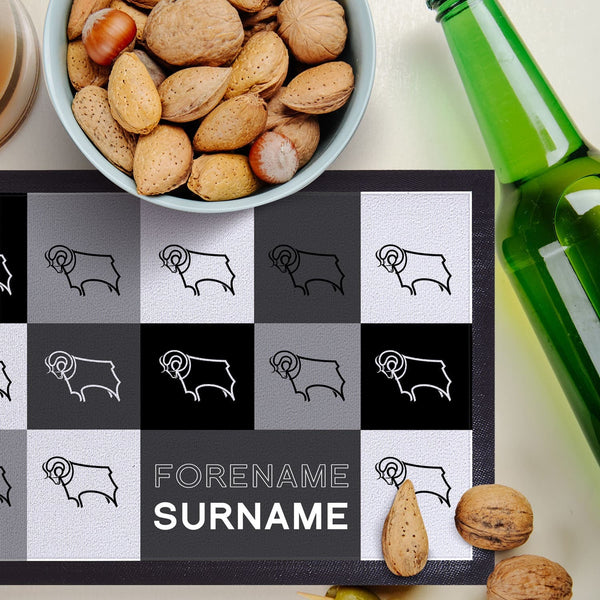 Derby County  - Chequered Personalised Bar Runner - Officially Licenced