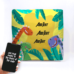 Personalised Dinosaur Learning Photo Cube Cushion - Two Sizes
