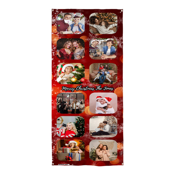 Personalised Text - Red 12 Photo - Christmas Door Banner