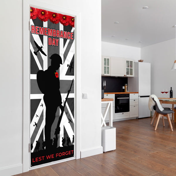 Personalised Text Remembrance Day - B&W Solider - Door Banner