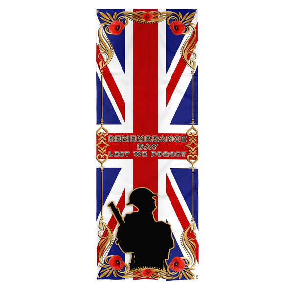 Personalised Text Remembrance Day - Gold Edge Flag - Door Banner