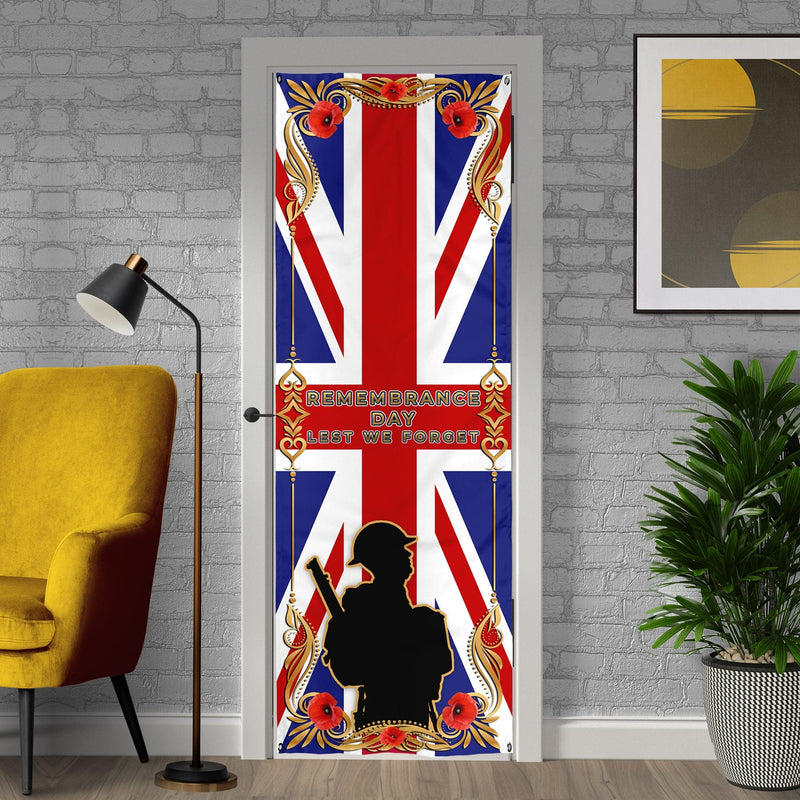 Personalised Text Remembrance Day - Gold Edge Flag - Door Banner