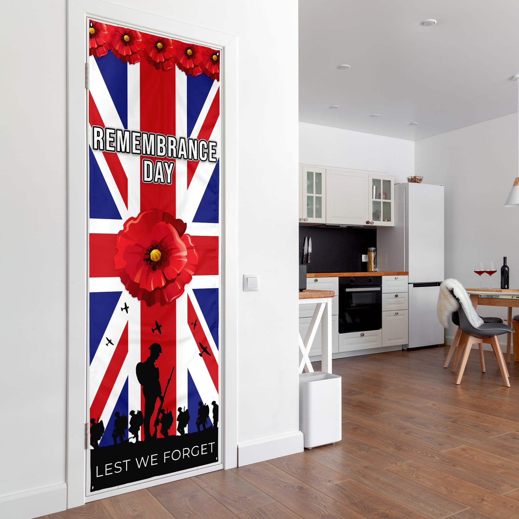 Personalised Text Remembrance Day - Poppy Flag - Door Banner